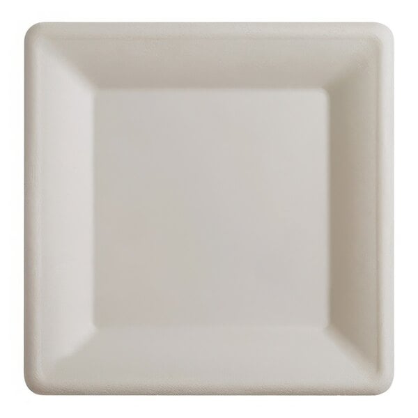 A white square plate with a square edge.