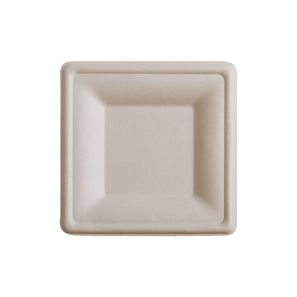 A white square Fineline Conserveware plate.