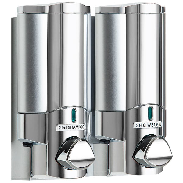 Dispenser Amenities 37244-BKMN Aviva 20 oz. Chrome 2-Chamber Wall ...