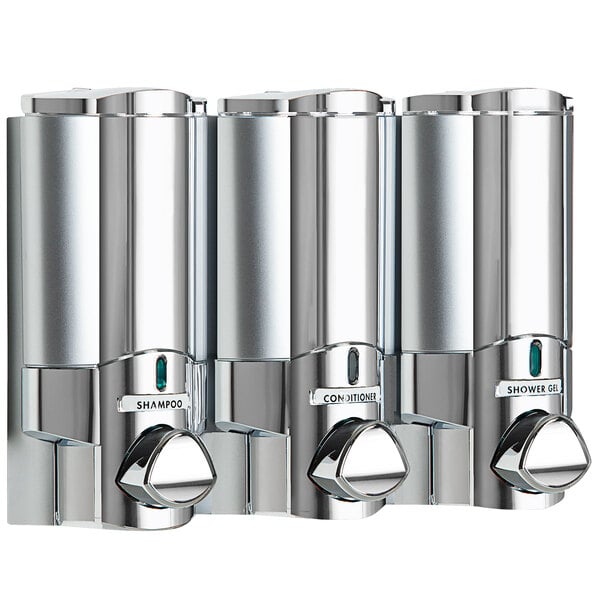 Dispenser Amenities 37344 Aviva 30 oz. Chrome 3-Chamber Wall Mounted ...