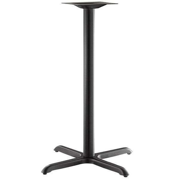 A black Lancaster Table & Seating Excalibur bar height table base column.