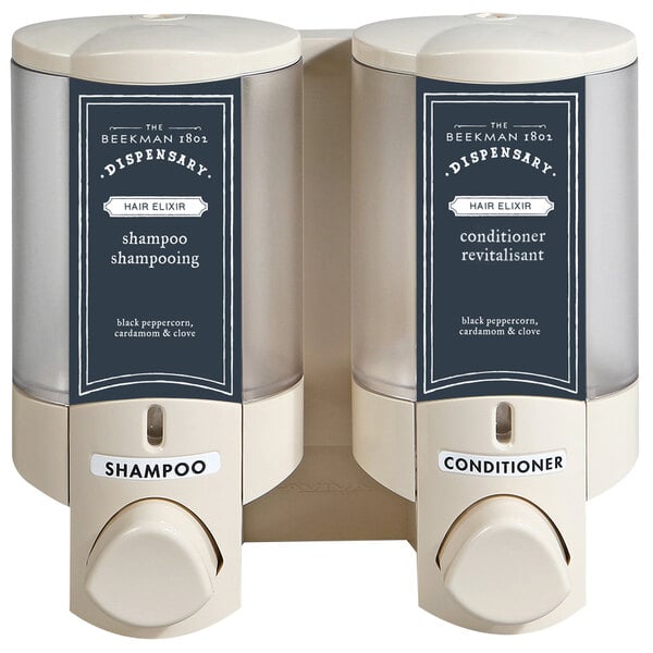 a close-up of a shampoo dispenser