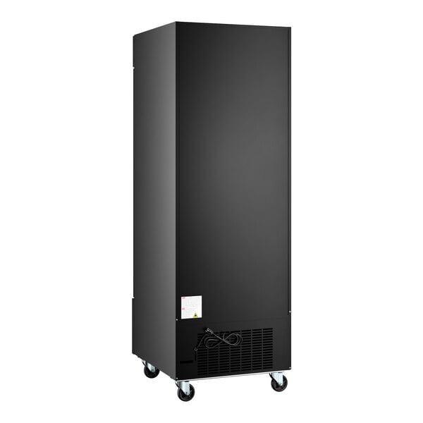 Avantco GDC-23-HC 28 3/8" Black Swing Glass Door Merchandiser Refrigerator with LED Lighting and Customizable Panel