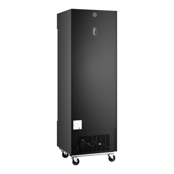 Avantco GDC-12F-HC 27 1/8" Black Swing Glass Door Merchandiser Freezer with LED Lighting and Customizable Panel