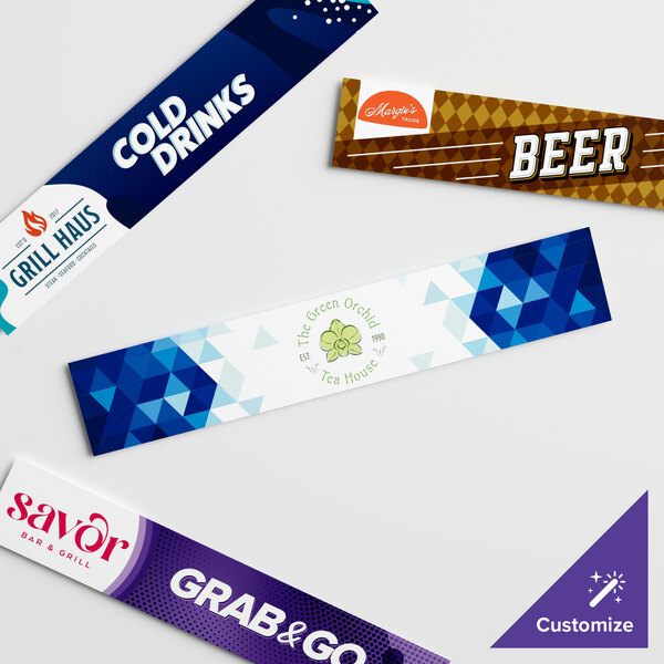 A white rectangular sign panel with brown and white text and rectangular boxes with different designs.