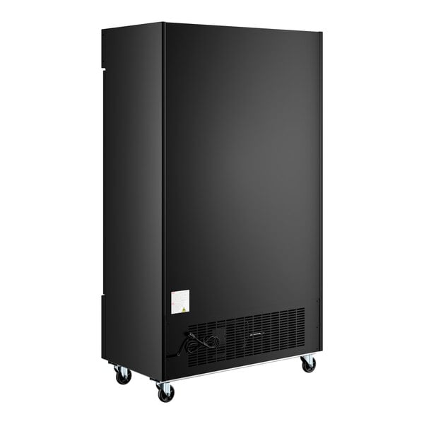 Avantco GDC-40-HC 48" Black Swing Glass Door Merchandiser Refrigerator with LED Lighting and Customizable Panel