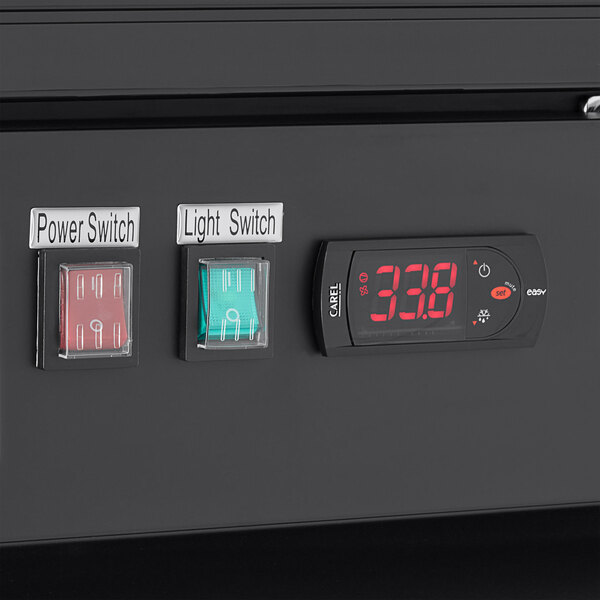 Avantco GDC-49-HC 53" Black Swing Glass Door Merchandiser Refrigerator with LED Lighting and Customizable Panel