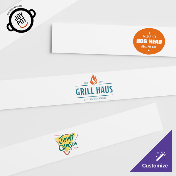 A white rectangular sign with a black border and customizable labels for Avantco merchandisers.