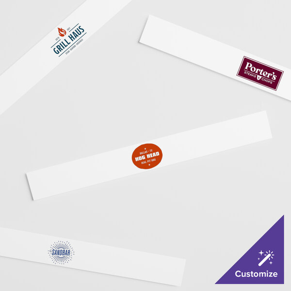 A white rectangular sign panel with different logos and a red circle with white text.