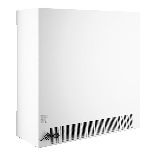 Avantco GDC-69-HC 78 1/4" White Swing Glass Door Merchandiser Refrigerator with LED Lighting and Customizable Panel