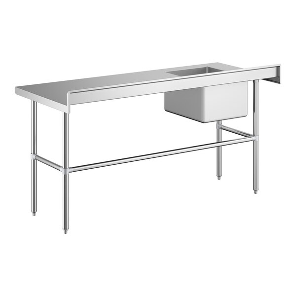 Regency 30" x 72" 16 Gauge Stainless Steel Work Table with Left Sink and Cross Bracing