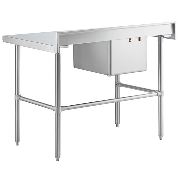 Regency 30" x 48" 16 Gauge Stainless Steel Work Table with Left Sink, Faucet, and Cross Bracing