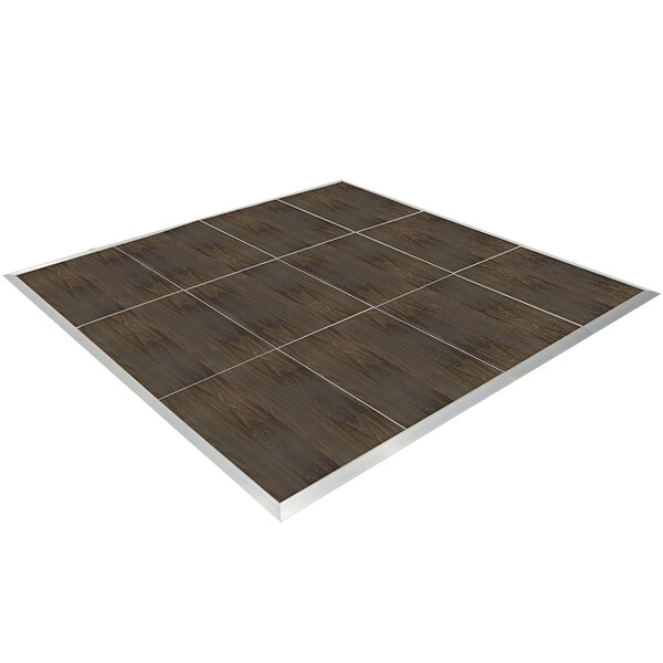 a brown tile floor with white lines