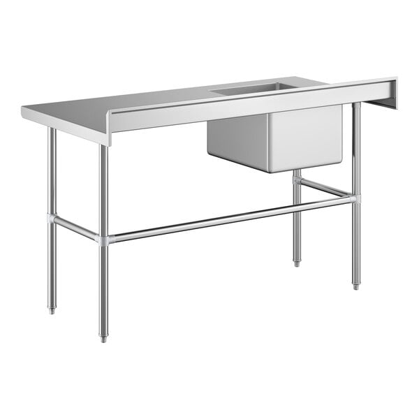 Regency 30" x 60" 16 Gauge Stainless Steel Work Table with Left Sink and Cross Bracing