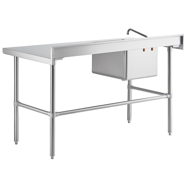 Regency 30" x 60" 16 Gauge Stainless Steel Work Table with Left Sink, Faucet, and Cross Bracing