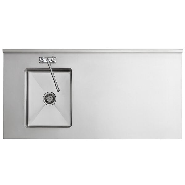 Regency 30" x 60" 16 Gauge Stainless Steel Work Table with Left Sink, Faucet, and Cross Bracing