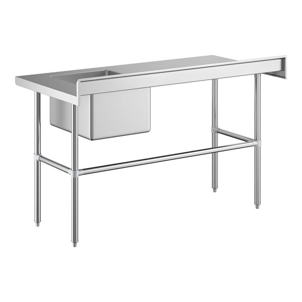 Regency 30" x 60" 16 Gauge Stainless Steel Work Table with Right Sink and Cross Bracing