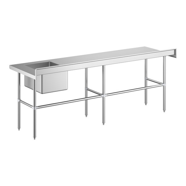 Regency 30" x 96" 16 Gauge Stainless Steel Work Table with Right Sink and Cross Bracing