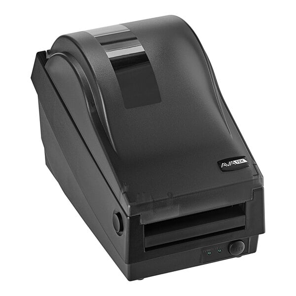A black AvaTek thermal label printer designed for use with price computing scales.