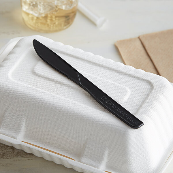 A white box with a black Eco-Products 6" knife on top.
