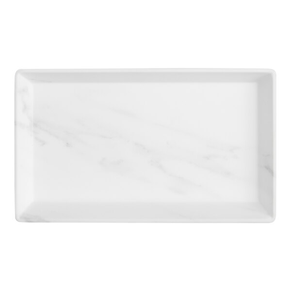American Metalcraft 12" x 7" White Marble Rectangular Melamine Platter