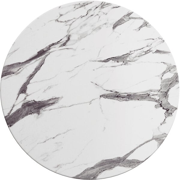 a white and black marble table