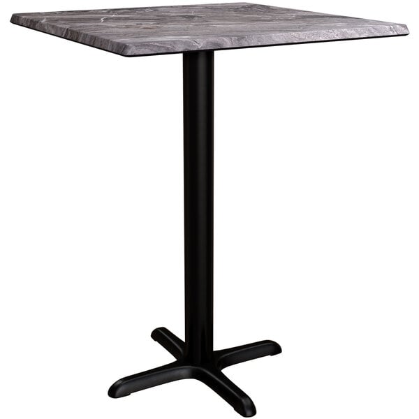 A Lancaster Table & Seating square counter height table with a black base and smooth finish.