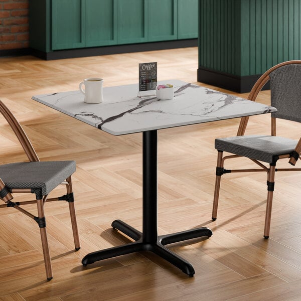 Lancaster Table & Seating Excalibur 36" x 36" Square Standard Height Table with Smooth Versilla Finish and Cross Base Plate