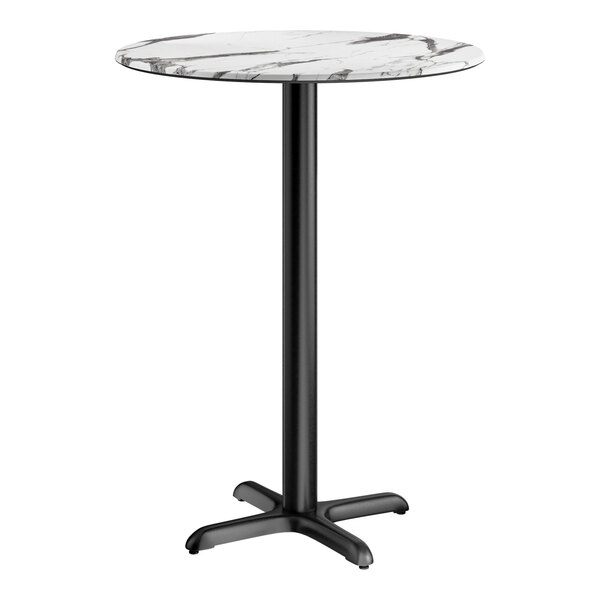 Lancaster Table & Seating Excalibur 32" Round Bar Height Table with Smooth Versilla Finish and Cross Base Plate