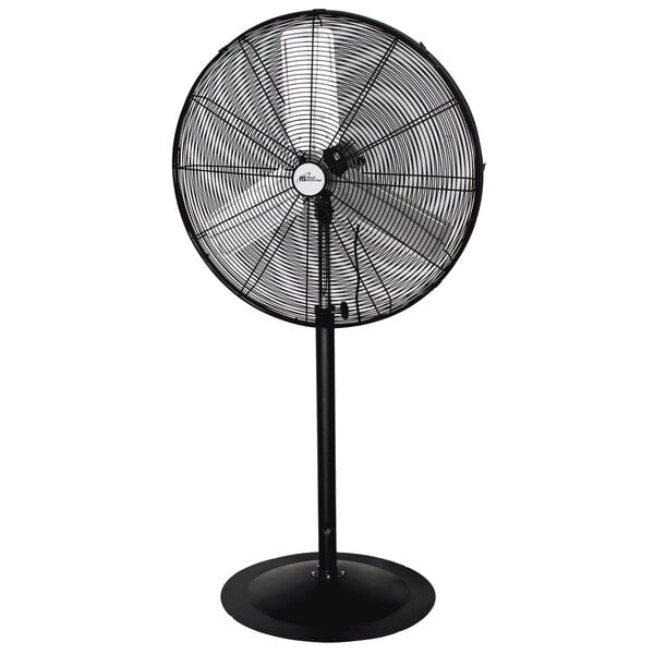 a black fan on a white background