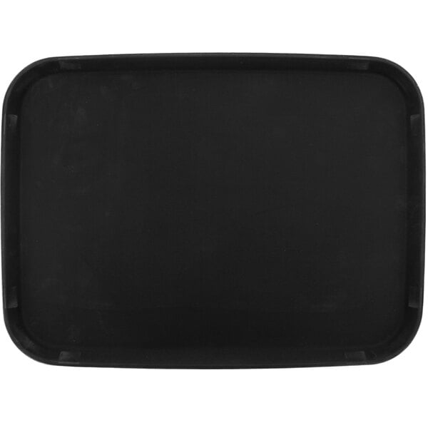 A black rectangular polypropylene non-skid serving tray.