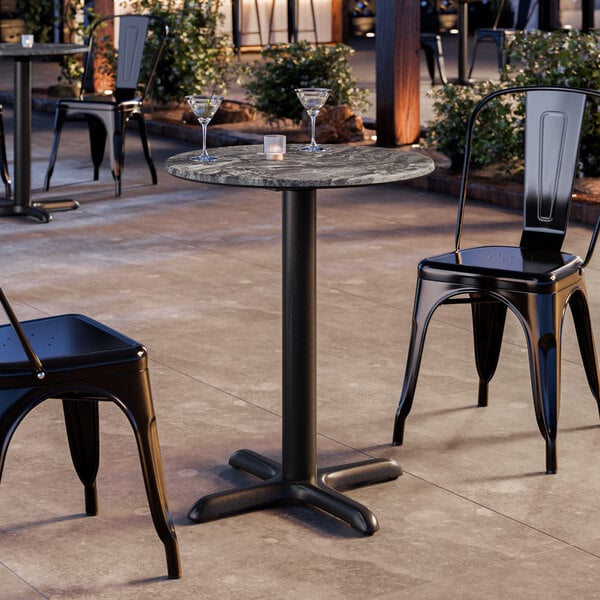 Lancaster Table & Seating Excalibur 24" Round Standard Height Table with Smooth Paladina Finish and Cross Base Plate