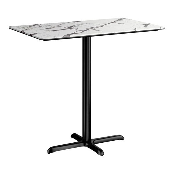 Lancaster Table & Seating Excalibur 28" x 48" Rectangular Bar Height Table with Smooth Versilla Finish and Cross Base Plate