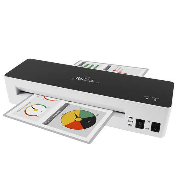 a black and white printer with a pie chart