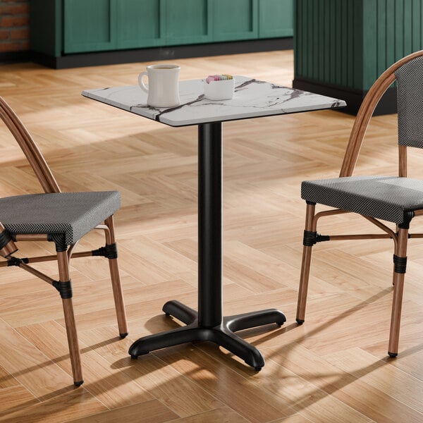 Lancaster Table & Seating Excalibur 24" x 24" Square Standard Height Table with Smooth Versilla Finish and Cross Base Plate