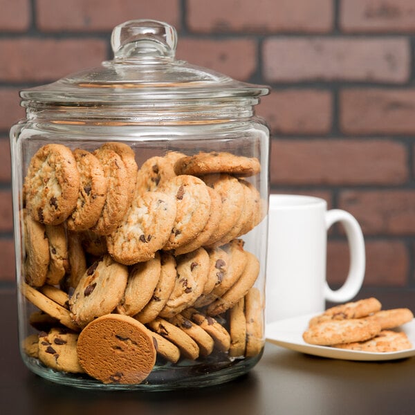 1 Gallon Glass Cookie Jar - Large Food Storage Container with