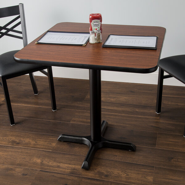 Lancaster Table & Seating 30" x 30" Laminated Square Table Top Reversible Walnut / Oak