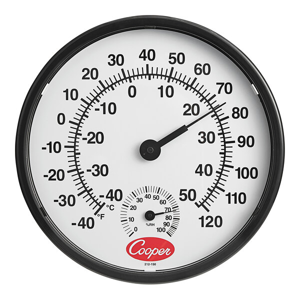 Cooper-Atkins 212-150-8 12" Dial Indoor / Outdoor Wall Thermometer with Hygrometer