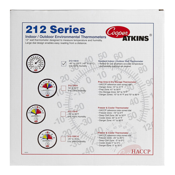 Cooper-Atkins 212-150-8 12" Dial Indoor / Outdoor Wall Thermometer with Hygrometer
