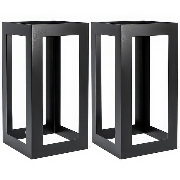 Two black square stainless steel risers.