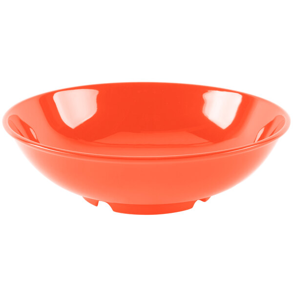 An orange bowl with a white background.