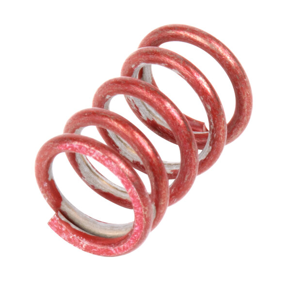 A close-up of a red coil with two rings on it.