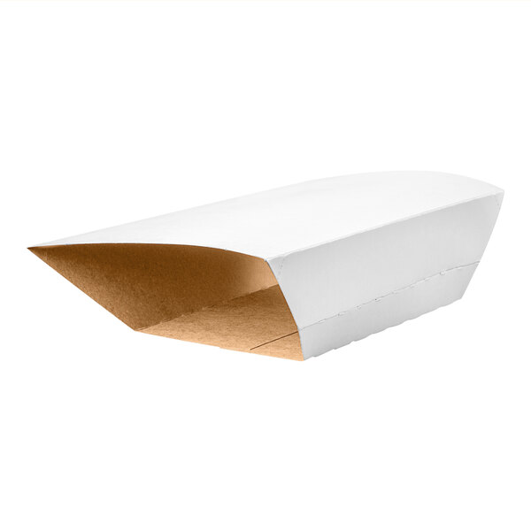 A white box with a brown paper liner inside.