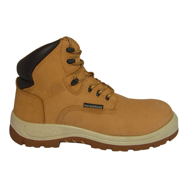 Genuine Grip® 6052 Poseidon Men's Size 10.5 Wide Width Wheat Waterproof Composite Toe Non Slip Full Grain Leather Boot