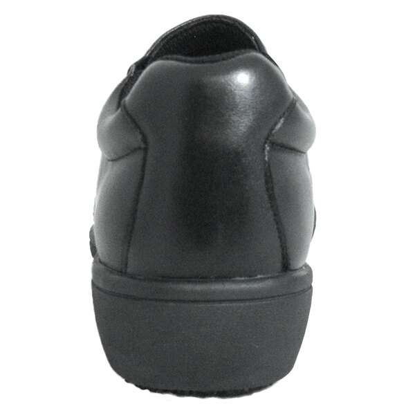 a close-up of a black shoe