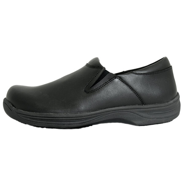 Genuine Grip® 4700 Men's Size 12 Wide Width Black Ultra Light Non Slip Slip-On Leather Shoe