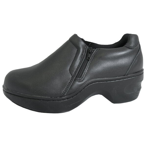 a black shoe with a zipper