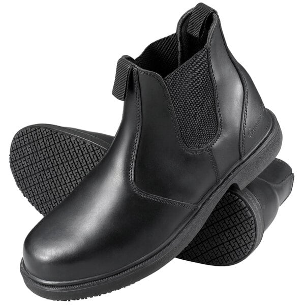 black leather non slip boots