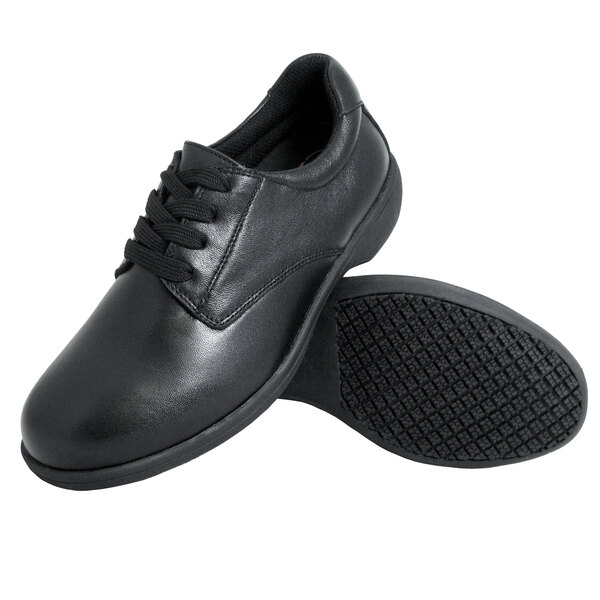 womens black leather non slip shoes