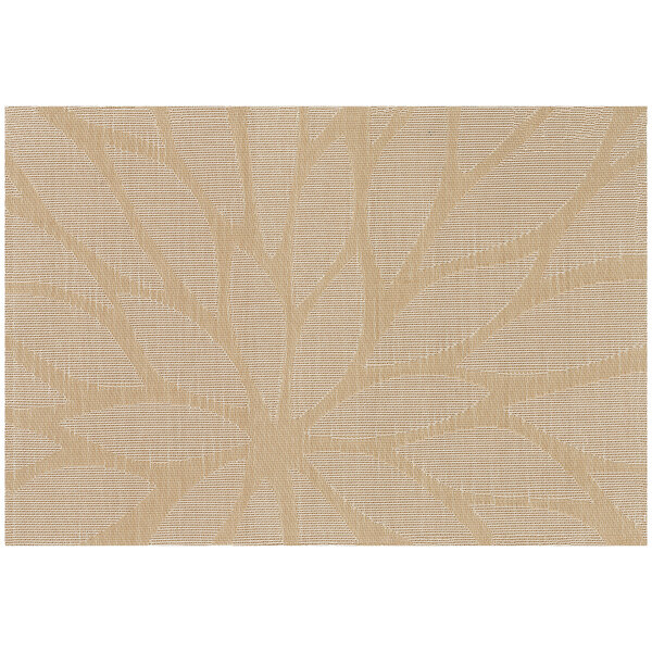 A close up of a taupe RITZ® placemat with a flower design.